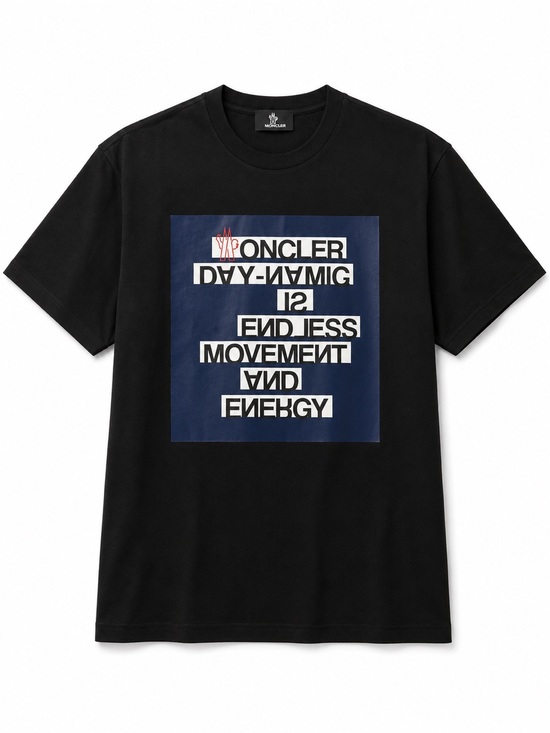 Moncler Other - Moncler Black T-Shirt with Blue & White Graphic Panel